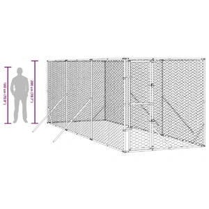 Outdoor Dog Kennel Silver 2x6x2 m Galvanised Steel