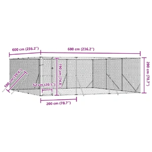 Outdoor Dog Kennel Silver 6x6x2 m Galvanised Steel