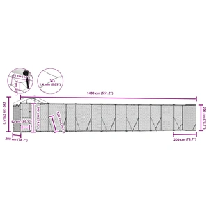 Outdoor Dog Kennel with Roof Silver 14x2x2.5 m Galvanised Steel