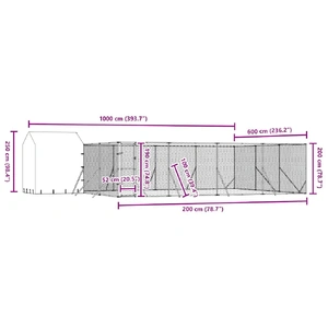 Outdoor Dog Kennel with Roof Silver 10x6x2.5 m Galvanised Steel