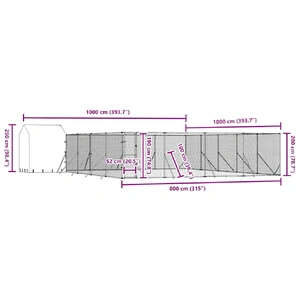 Outdoor Dog Kennel with Roof Silver 10x10x2.5 m Galvanised Steel