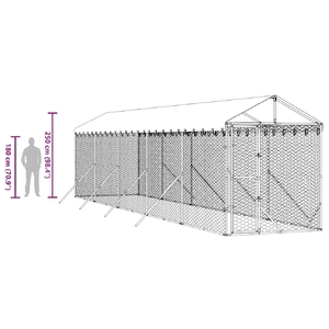 Outdoor Dog Kennel with Roof Silver 2x10x2.5 m Galvanised Steel
