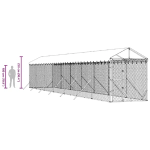 Outdoor Dog Kennel with Roof Silver 2x14x2.5 m Galvanised Steel