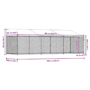 Dog Cage with Roof and Door Grey 6x2x2 m Galvanised Steel