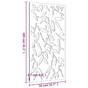 Garden Wall Decoration 105x55 cm Corten Steel Bamboo Leaf Design