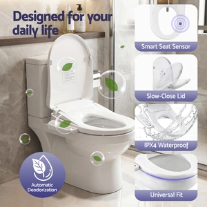 Electric Bidet Toilet Seat Cover Heated Warm Water Dryer LED Night Light