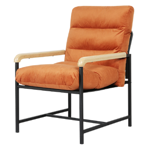 Metal Framed Lounge Chair Velvet in Orange