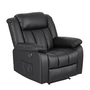Manual Massage Recliner Chair for Living Room, Leather Sofa Lounge Reclining Chair with 2 USB Port, 160¬∞ Recline Reading Chair with 20CM Wide Armrest
