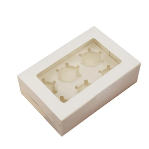 Cupcake Box Cases 1/2/4/8/12 Holes Window Face Cases Party Wedding Muffin Baking - 6 Holes 25PCS