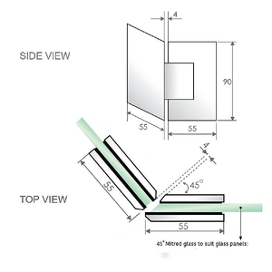90cm Frameless Diamond Shower Screen ‚Äì Nickel F-Brackets with Durable Brass Hinges
