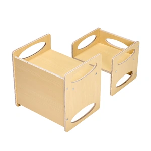 Montessori Weaning Table and Chair Set, Wooden Toddler Table and Chair Set for Aged 1-5, Adjustable Height Kids Montessori Chair and Activity Table, I