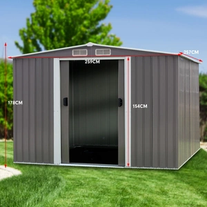 Garden Shed Roof 8ft x 8ft Outdoor Storage Shelter - Grey