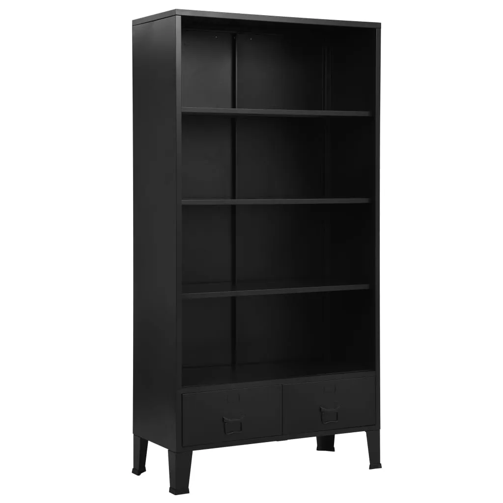 Bookshelf Industrial Black 90x40x180 cm Steel Bookshelf Industrial Black 90x40x180 cm Steel