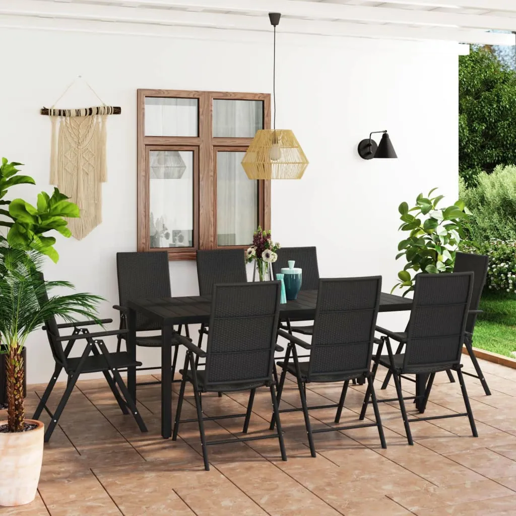 9 Piece Garden Dining Set Black 9 Piece Garden Dining Set Black