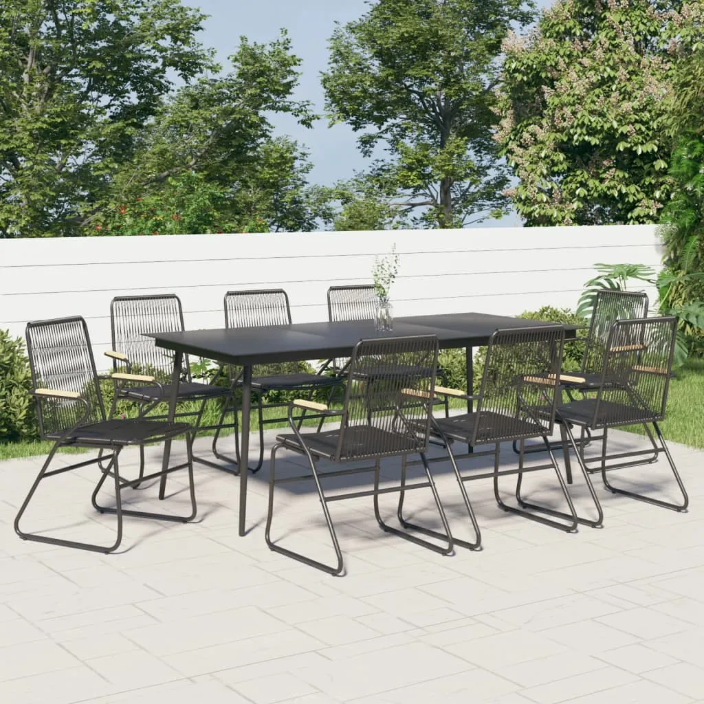 9 Piece Garden Dining Set Black PVC Rattan 9 Piece Garden Dining Set Black PVC Rattan