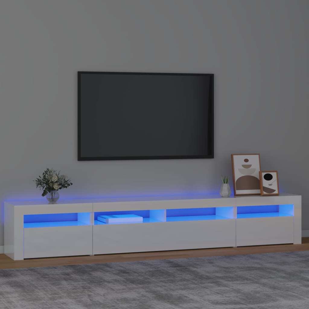 Altamonte TV with LED Lights High Gloss White 240x35x40 cm