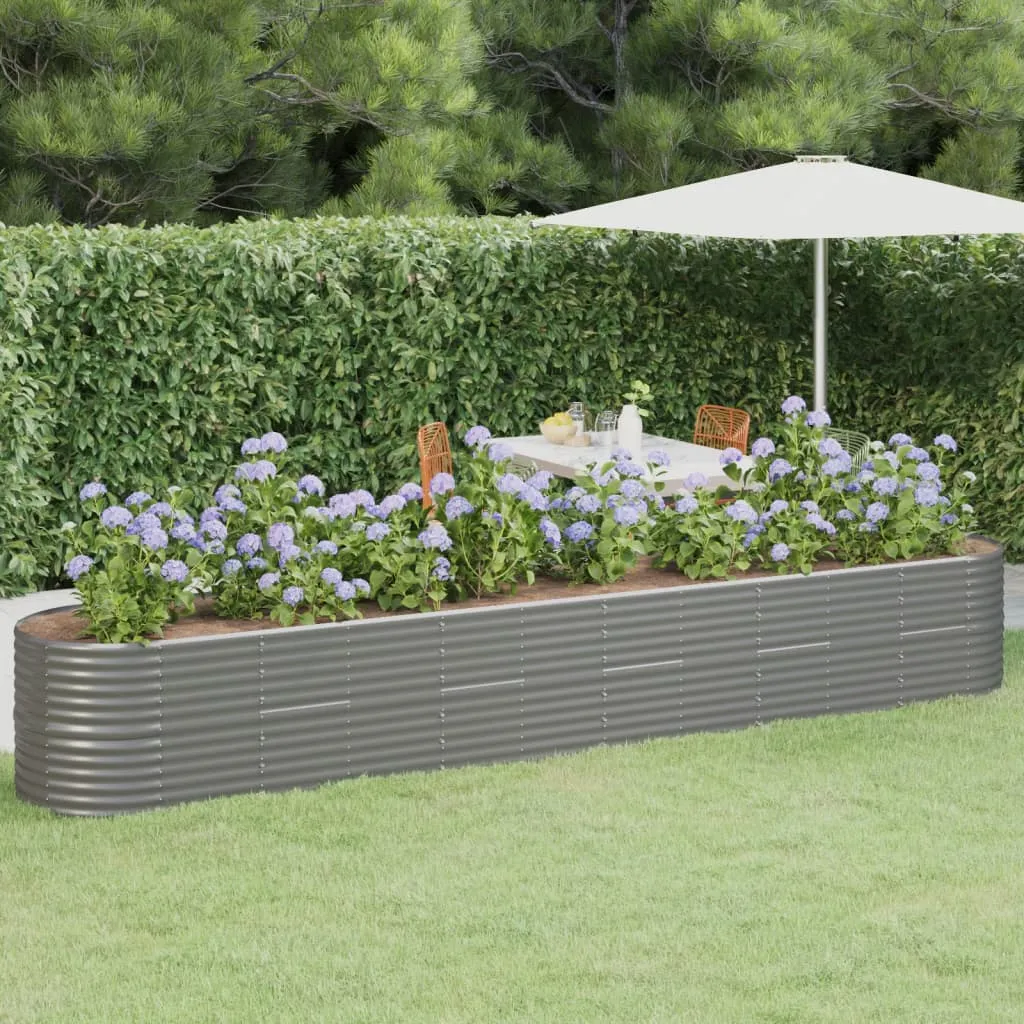 Garden Raised Bed Powder-Coated Steel 440x80x68 cm Grey