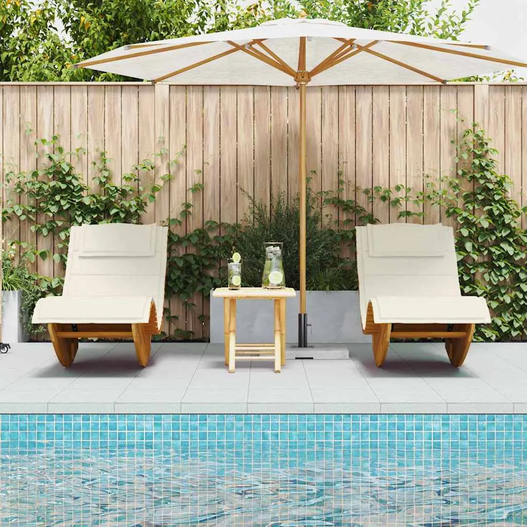 Sun Lounger 2 pcs Brown 60 x 154 x 74cm Solid Acacia wood Sun Lounger 2 pcs Brown 60 x 154 x 74cm Solid Acacia wood
