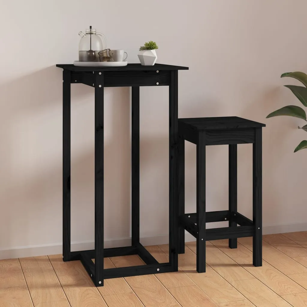 Bar Table Black 60x60x110 cm Solid Wood Pine Bar Table Black 60x60x110 cm Solid Wood Pine
