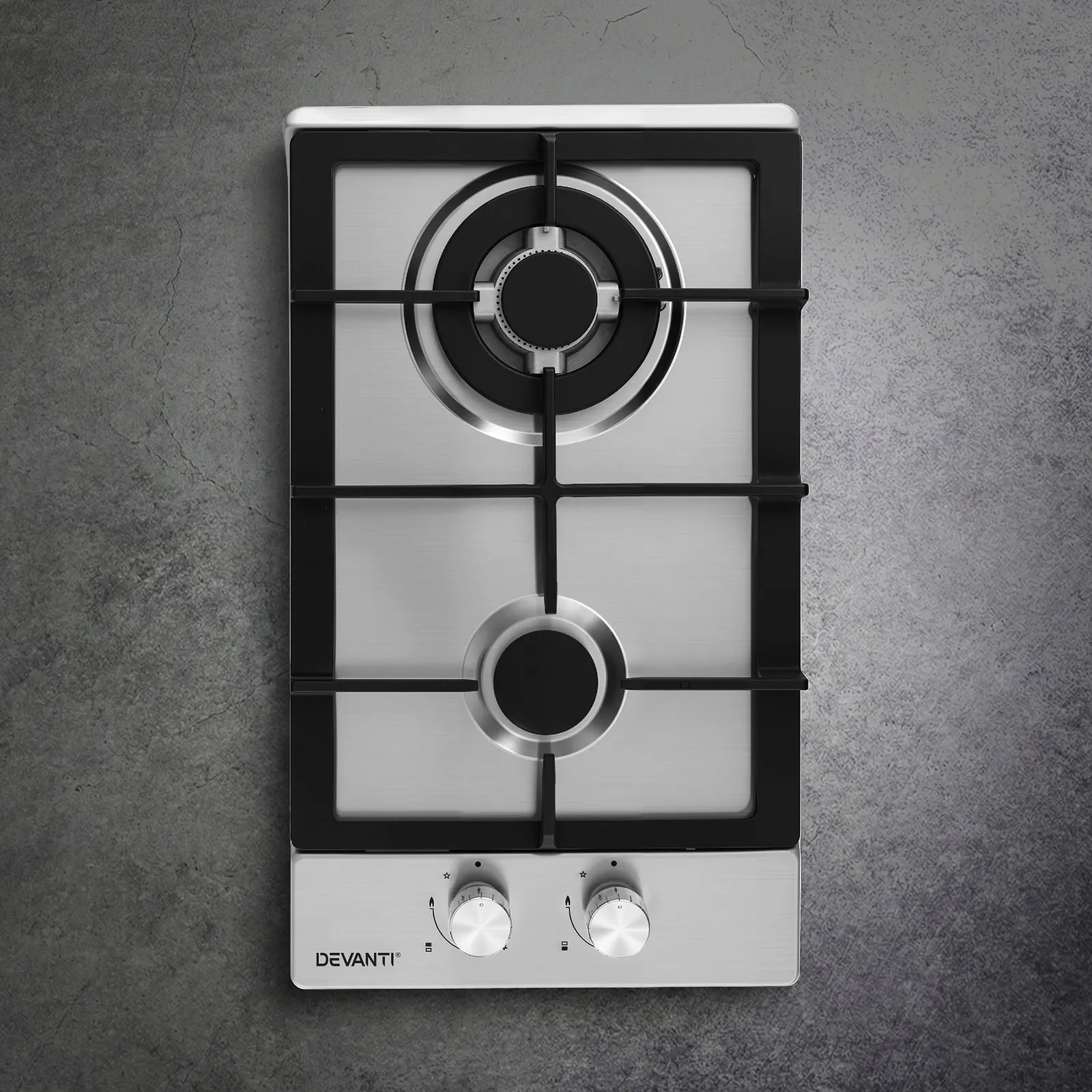 Gas Cooktop 30cm 2 Burner Silver