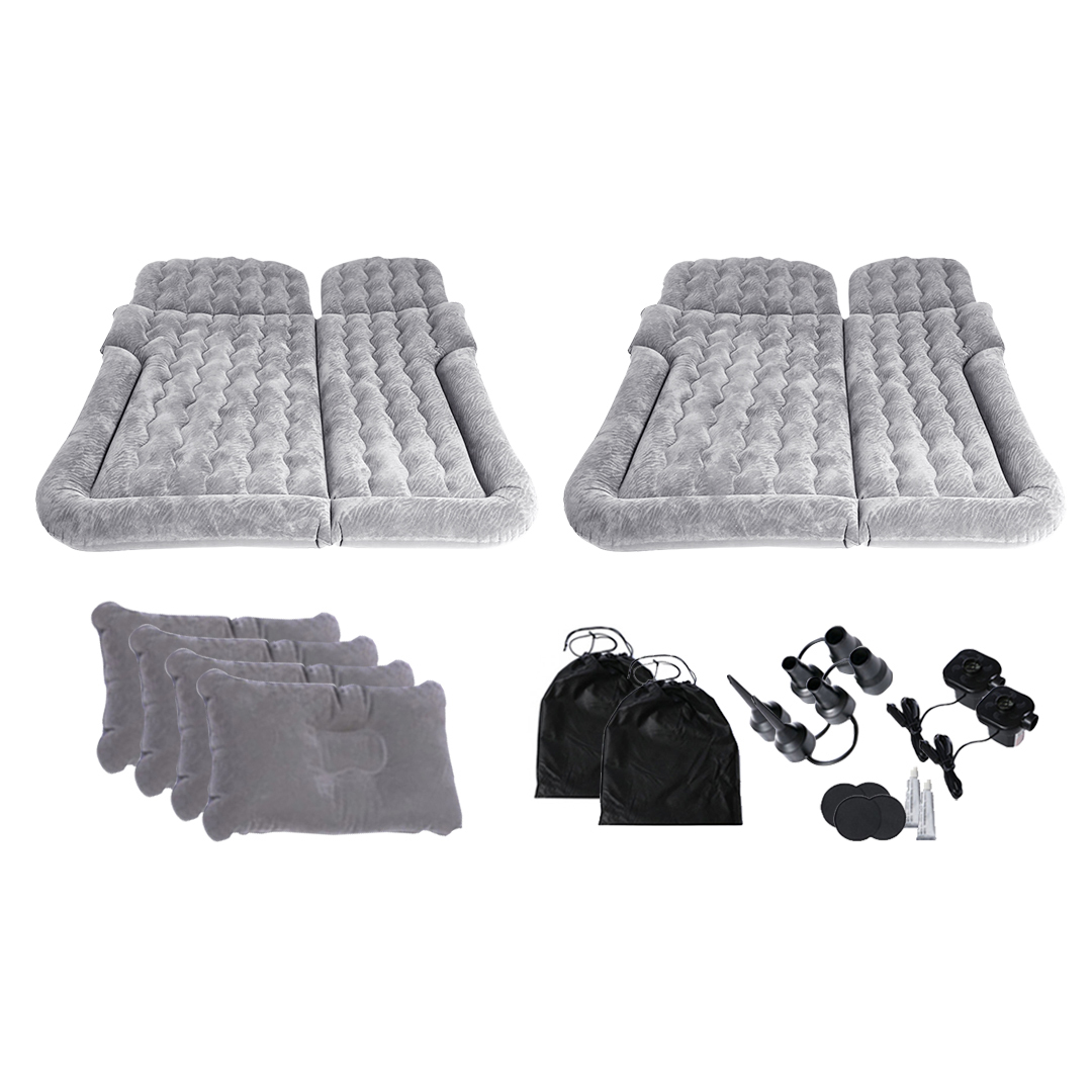 2X Grey Inflatable Car Boot Mattress Portable Camping Air Bed Travel