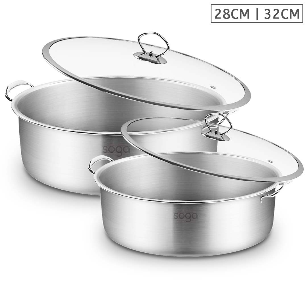 Stainless Steel 28cm 32cm Casserole With Lid Induction Cookware Soga