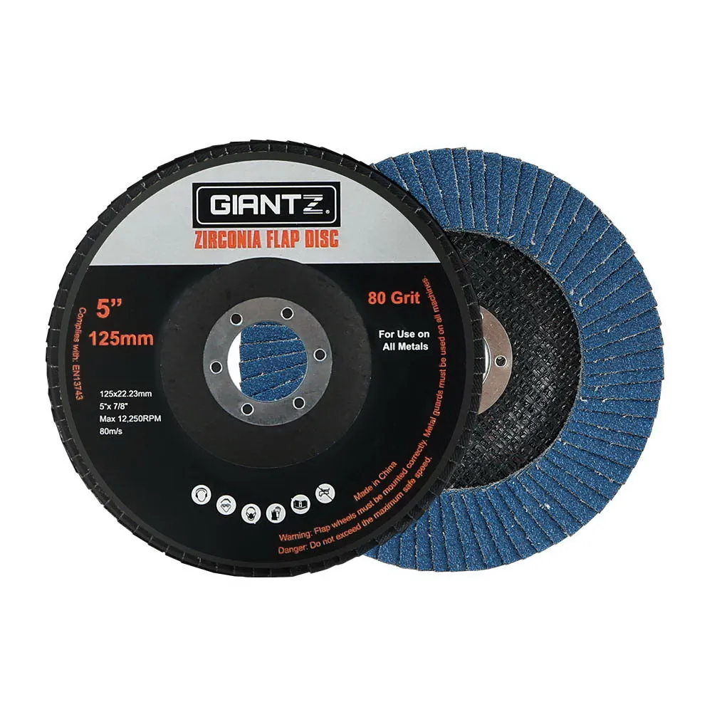 100 PCS Zirconia Sanding Flap Disc 5" 125mm 80Grit Angle Grinding Wheel