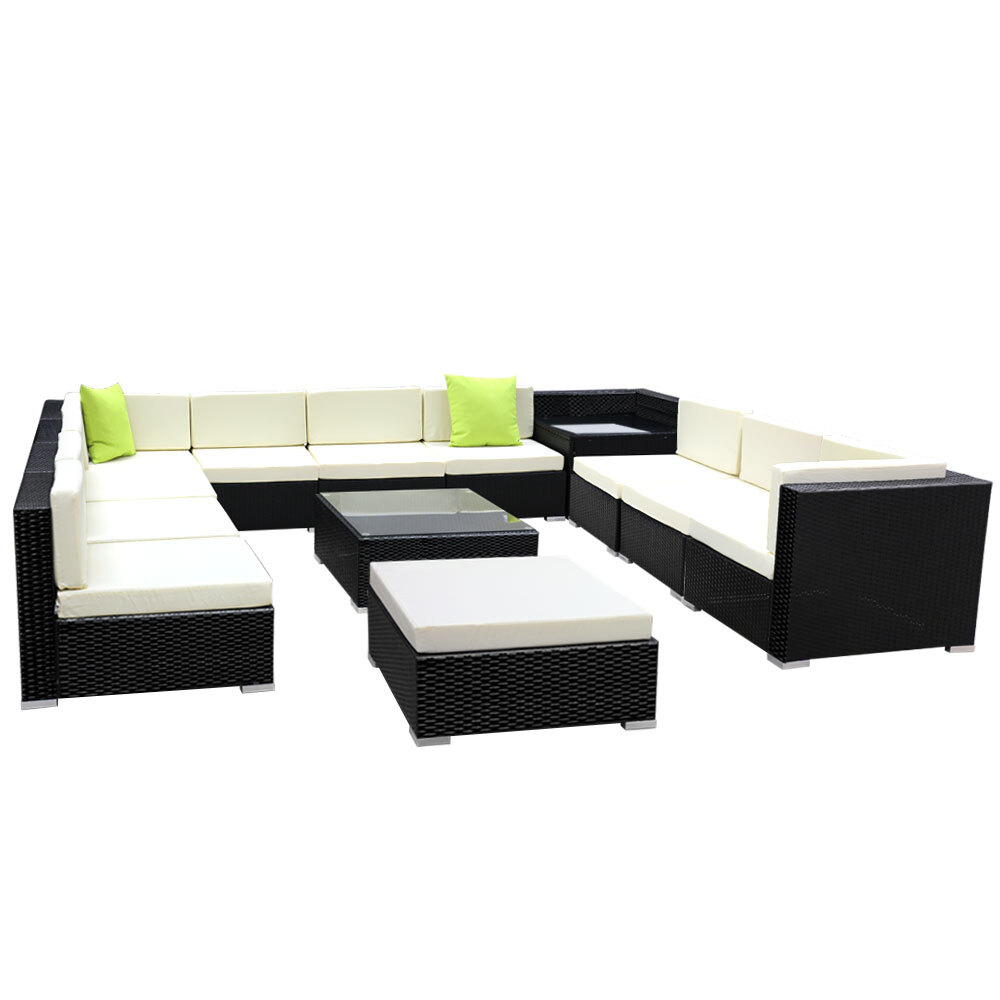 13PC Sofa Set with Storage Cover Outdoor Furniture Wicker - Gardeon