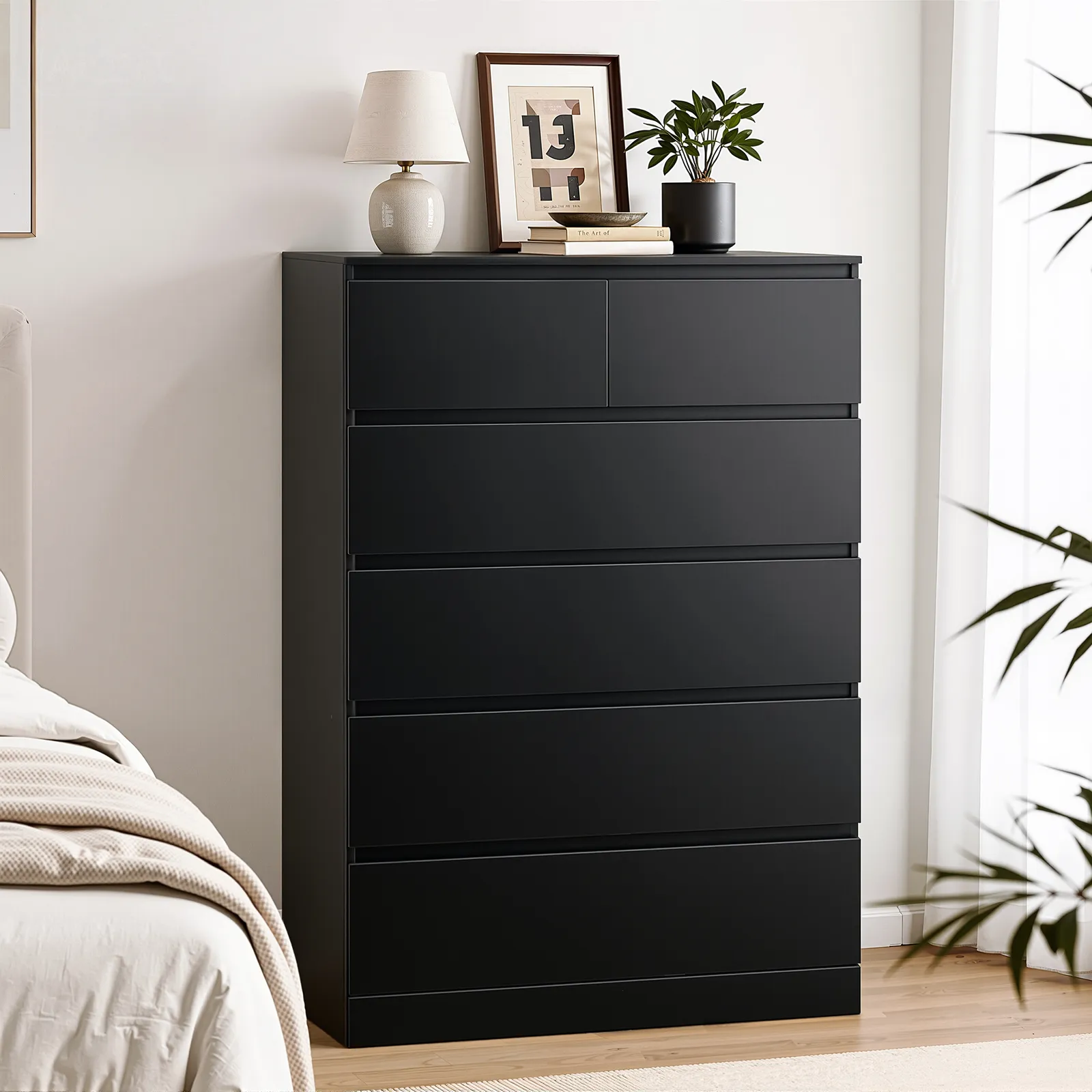 6 Chest of Drawers Tallboy PEPE Black