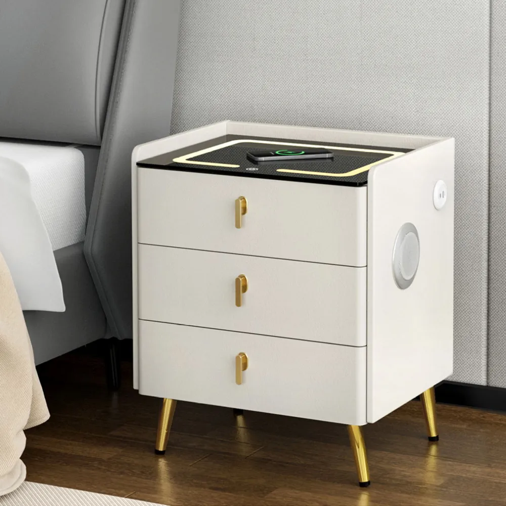 Bedside Table Wireless Charging - ALMA White