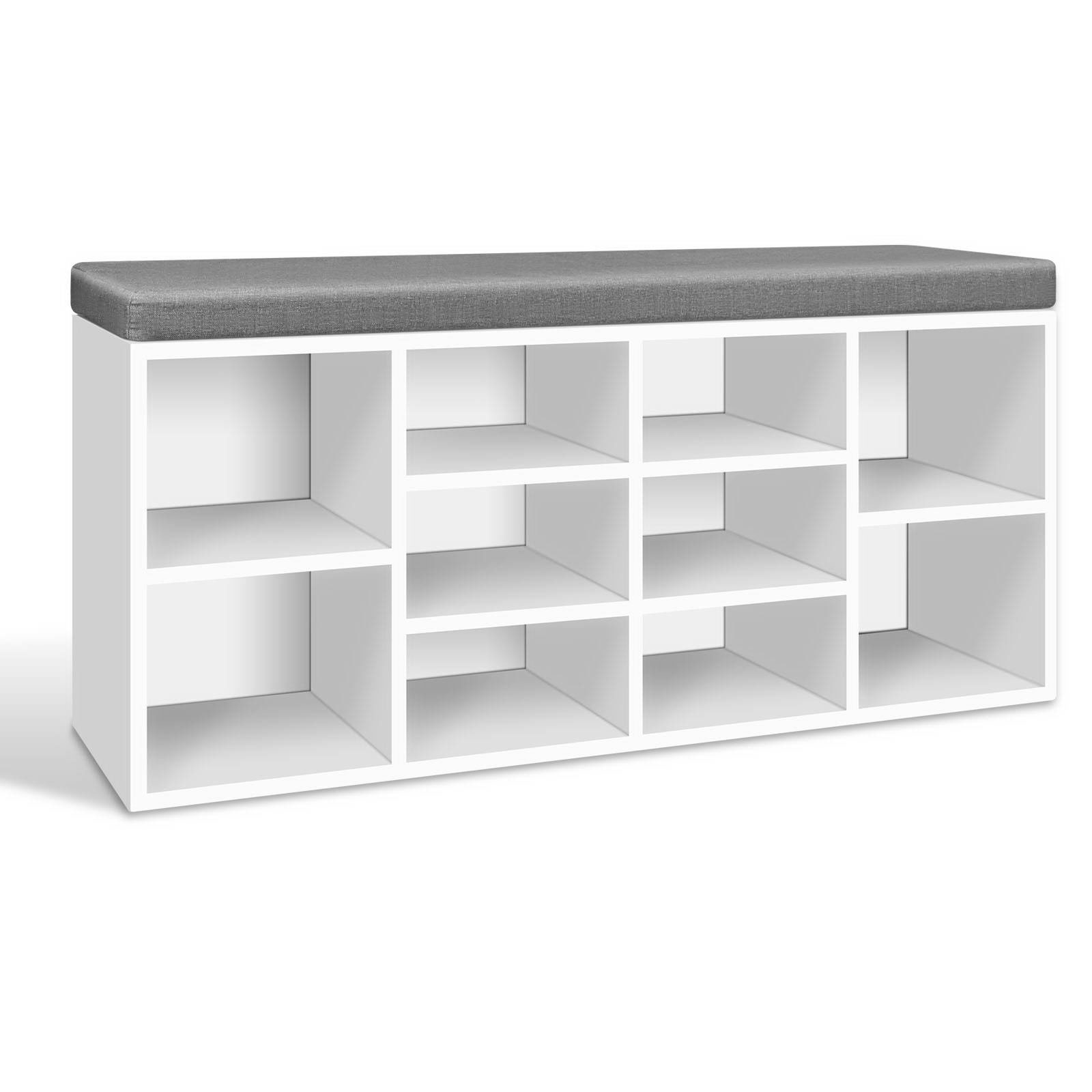 Artiss Fabric Shoe Bench with Storage Cubes White