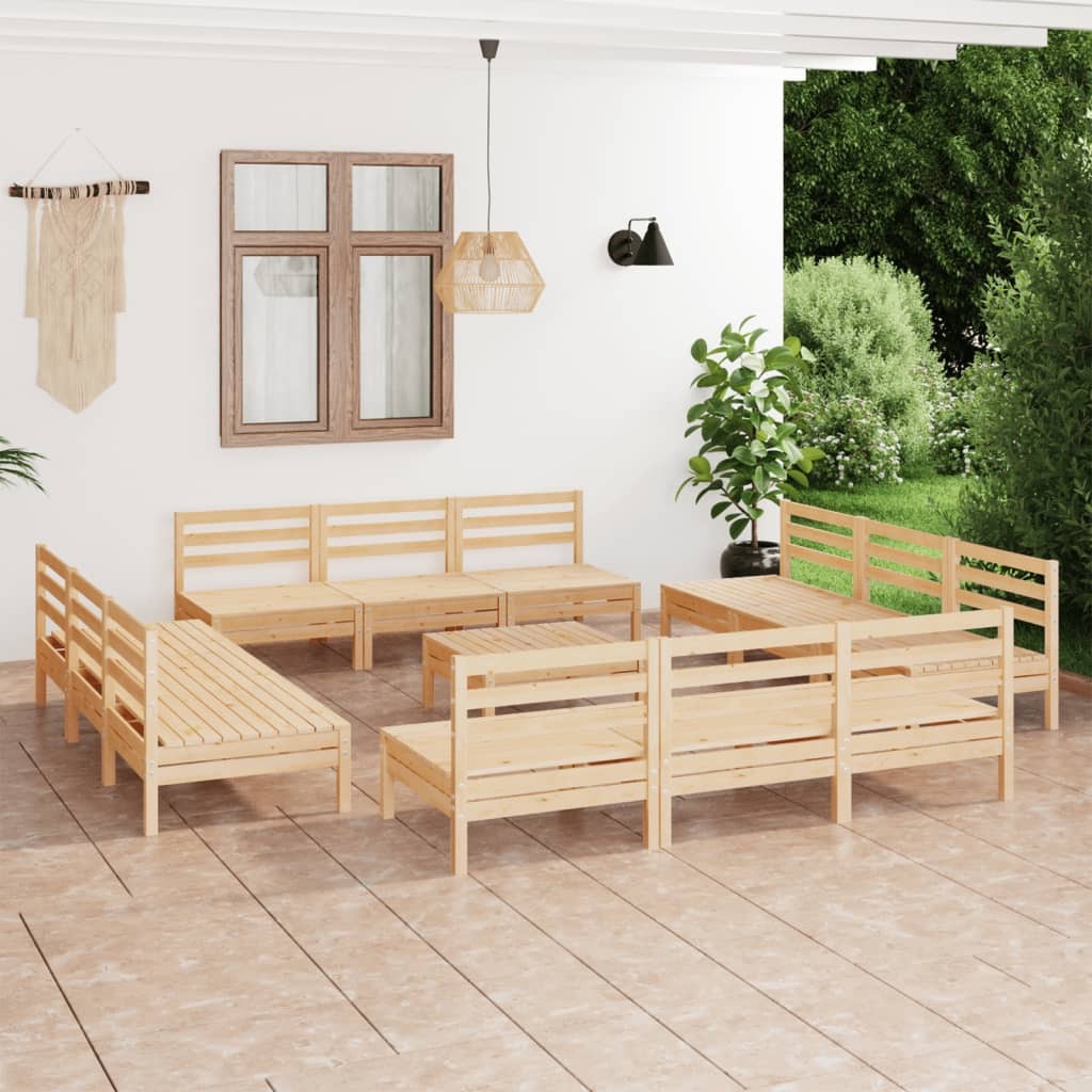 13 Piece Garden Lounge Set Solid Pinewood 13 Piece Garden Lounge Set Solid Pinewood