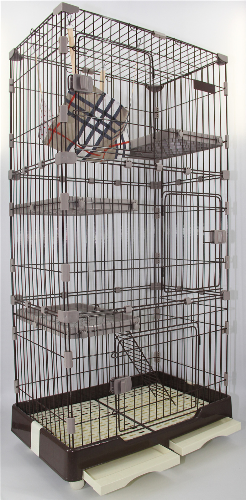 179 cm Pet 4 Level Cat Cage House With Litter Tray & Wheel 82x57x179 CM