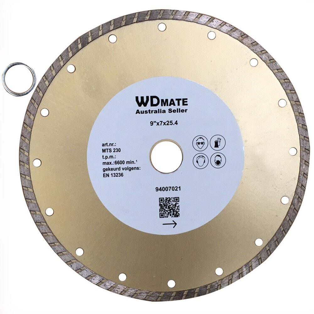 230mm Diamond Cutting Disc 9" Circular Saw Blade 2.6*7mm Dry Wet Turbo 25.4mm