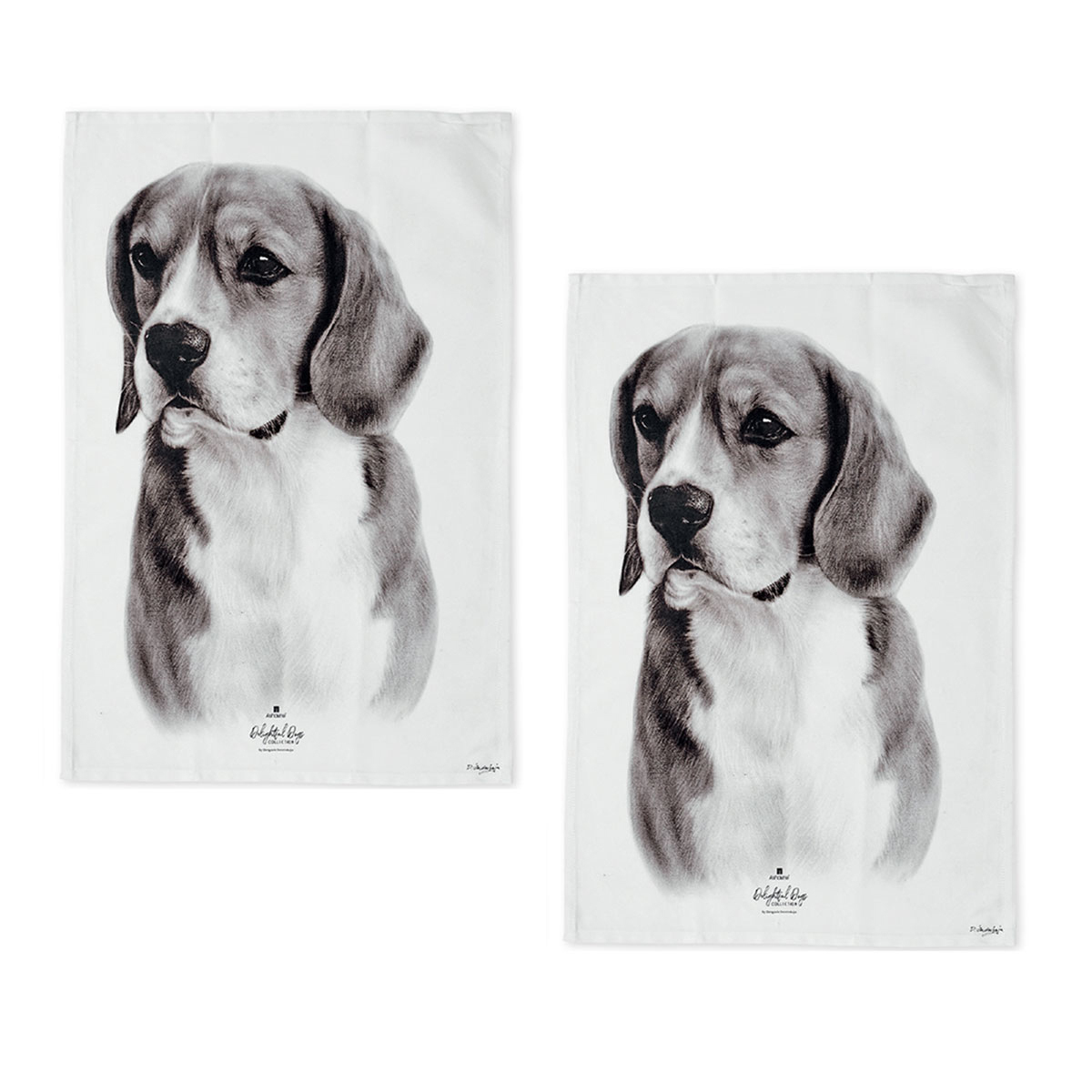Set of 2 Delightful Dogs Cotton Kitchen Tea Towels 50 x 70 cm 