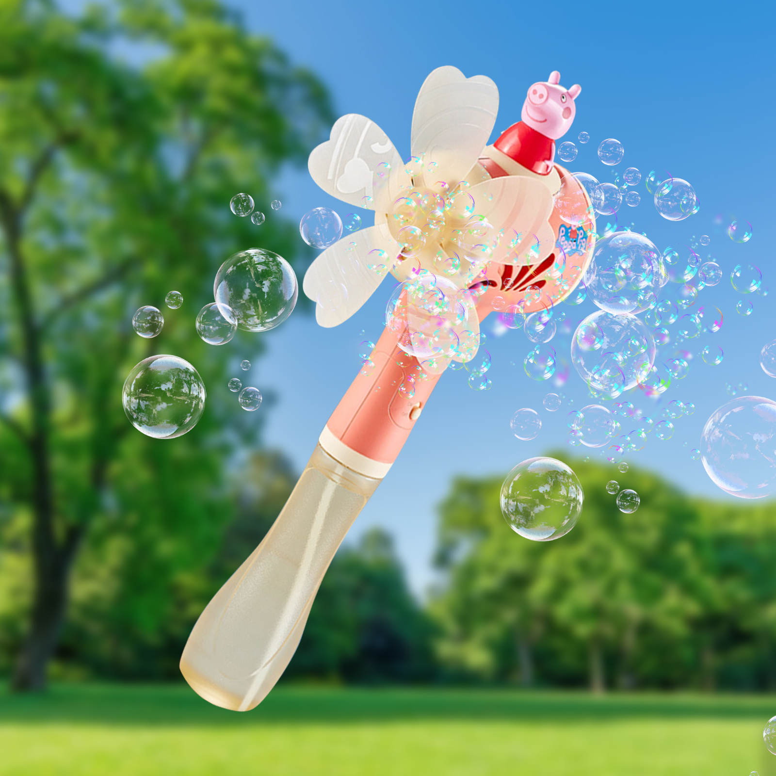 Peppa Pig Windmill Bubble Machine Hand-Held Stick Electric Bubble Toy 