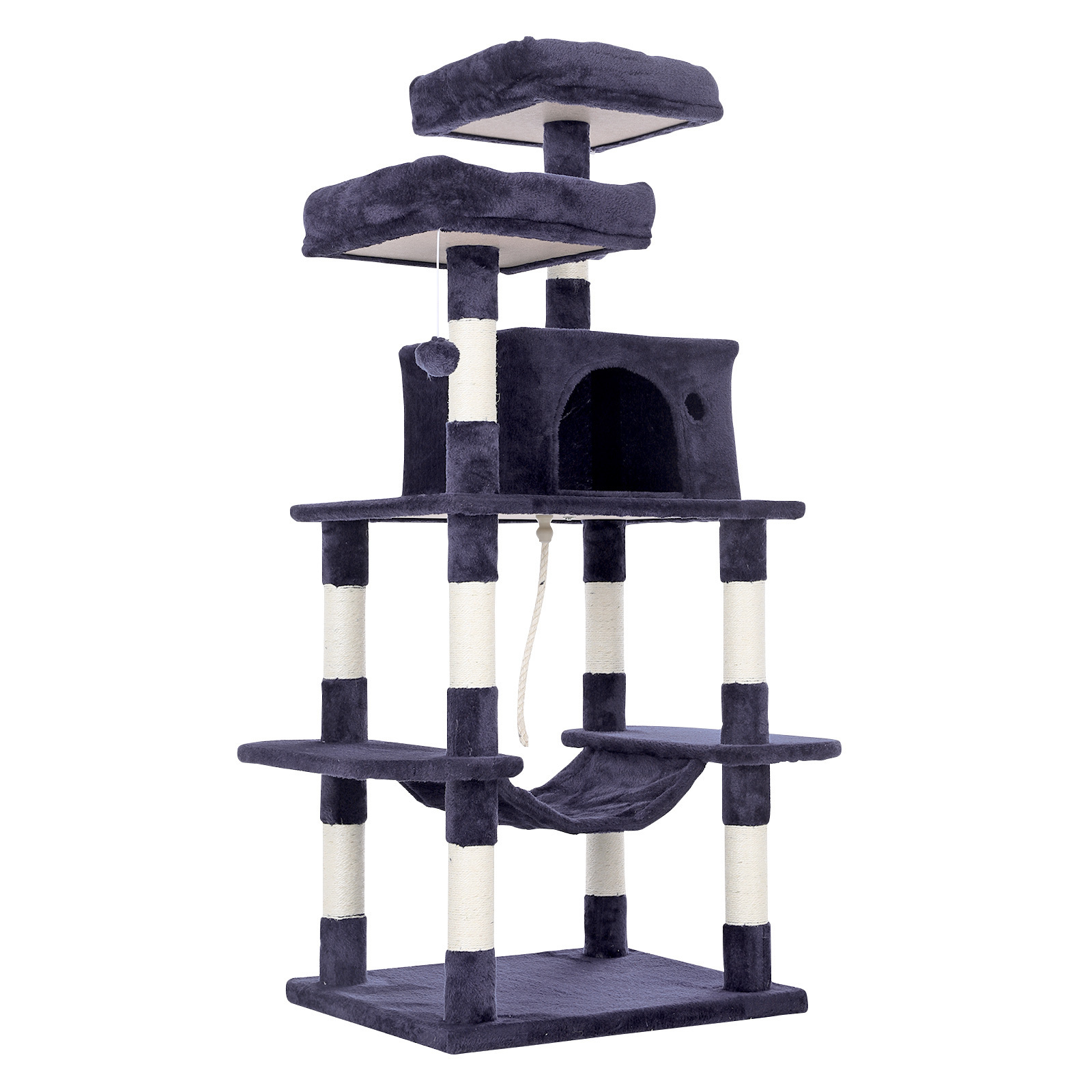 145cm Cat Tree WHISKY Sisal Scratching Post Scratcher Pole Condo House Tower