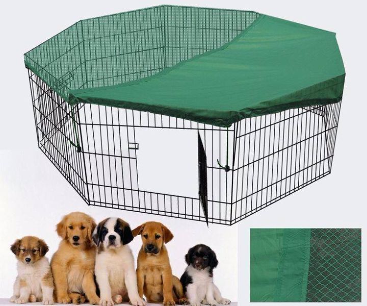 Dog Rabbit Playpen Exercise Puppy Cat Enclosure Fence With Cover