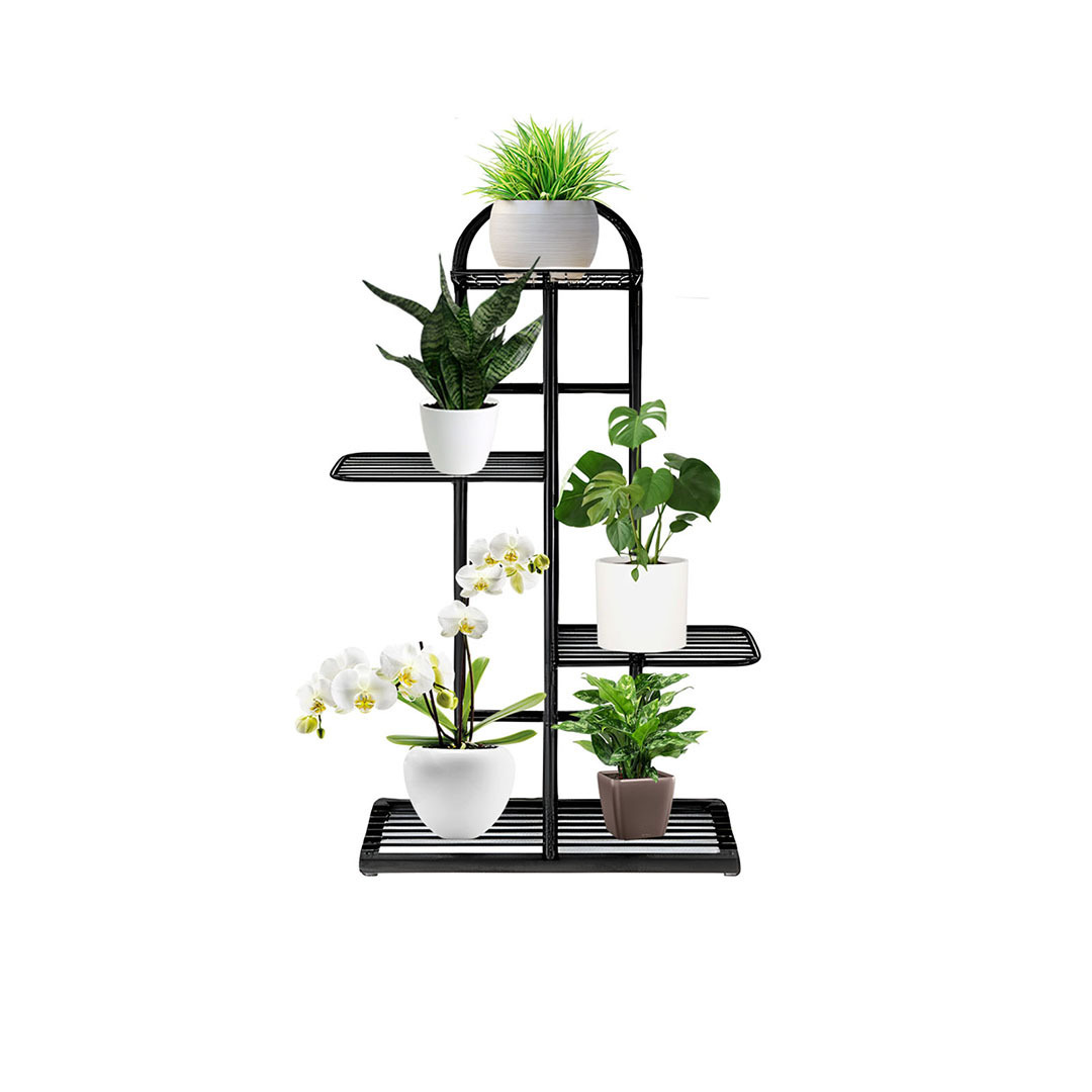 Black Metal Plant Stand Flowerpot Display Shelf Rack Indoor Home Office Decor