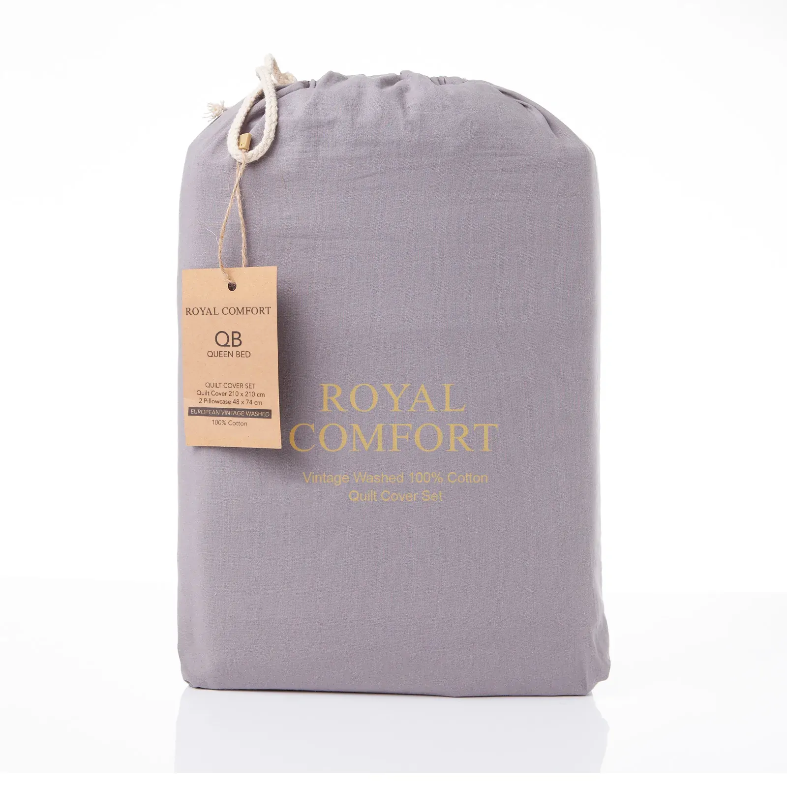 Royal Comfort Vintage Washed 100% Cotton Quilt Cover Set Bedding Ultra Soft - King
