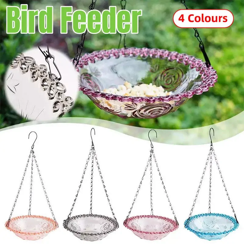 Balcony Bird Feeder Hanging Rail Mount Outdoor Suspended Feeding Station Garden
