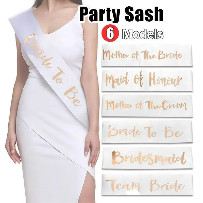 Bridal Party Sash Rose Gold Bride Bridesmaid Maid Honour Mother Hens Night Wear