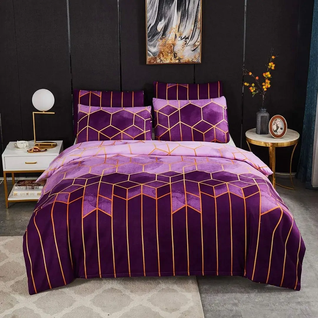 Erena Purple Quilt Doona Duvet Cover Set