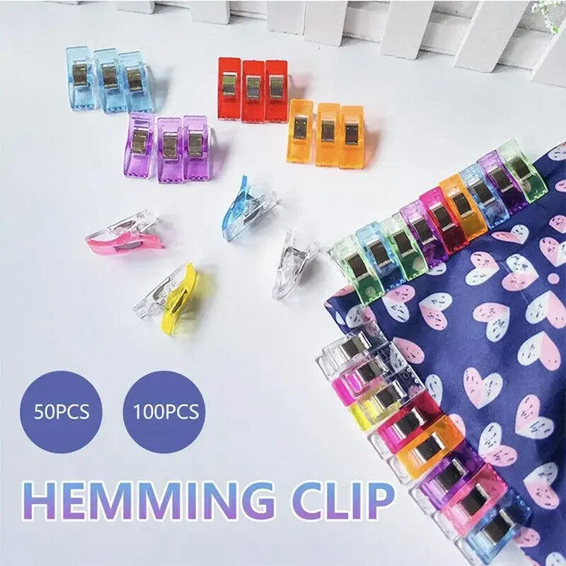 50Pcs Sewing Quilting Clips Wonder Craft Fabric Clamp DIY Colourful or Clear Option