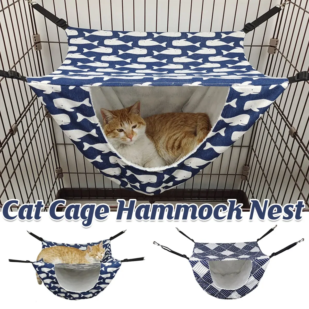 Cat Hammock Hanging Bed Cage Nest Soft Pet House Basket Cat Sleeping Supplies Blue