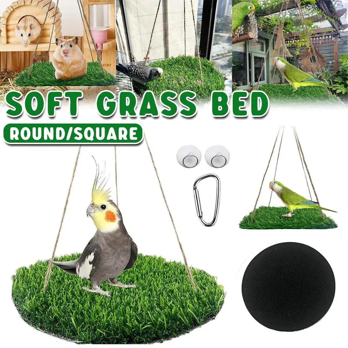 Parrot Turf Hammock Climbing Toy for Hamster Pet Bed Hanging Swing for Small Pet