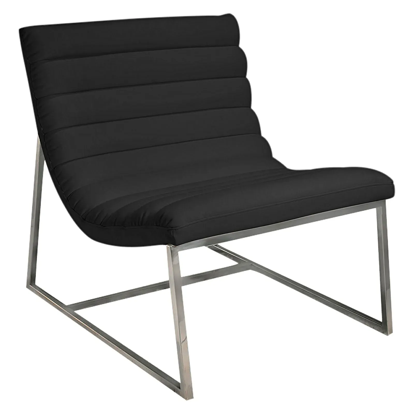 Caviar Bonded Leather & Steel Lounge Accent Chair