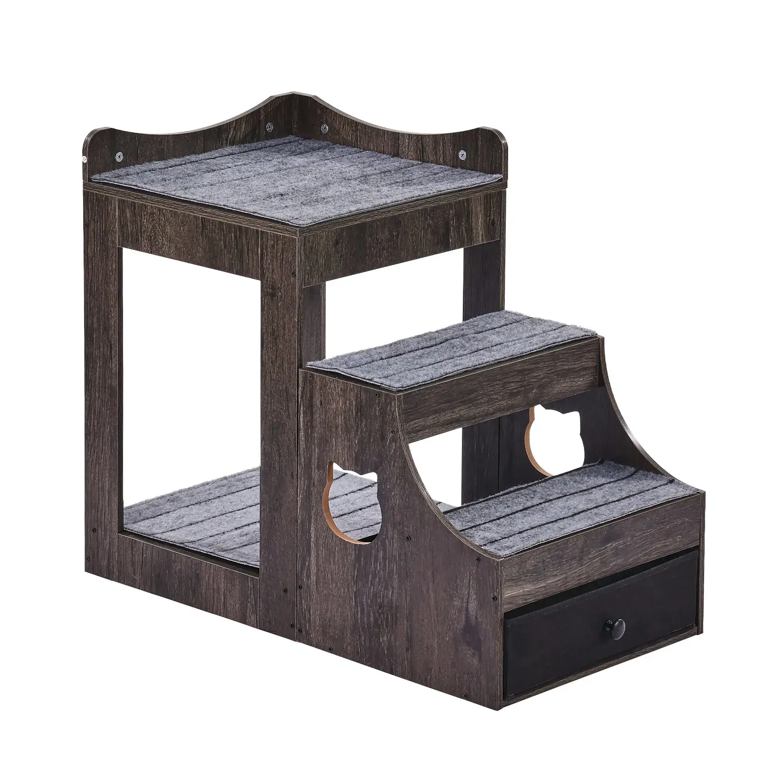 VEVOR Pet Bunk Bed with Stairs Dog Cat Window Perch with Storage Indoor