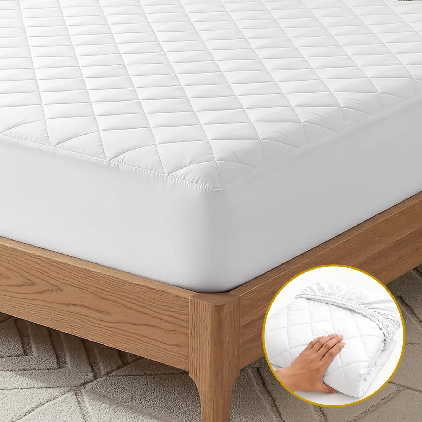 Giselle Waterproof Mattress Protector 100% Cotton Quilted Fitted Cover
