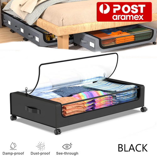 Square Under-Bed Storage Rack with Wheels Sturdy Easy to Move for Bedroom AU